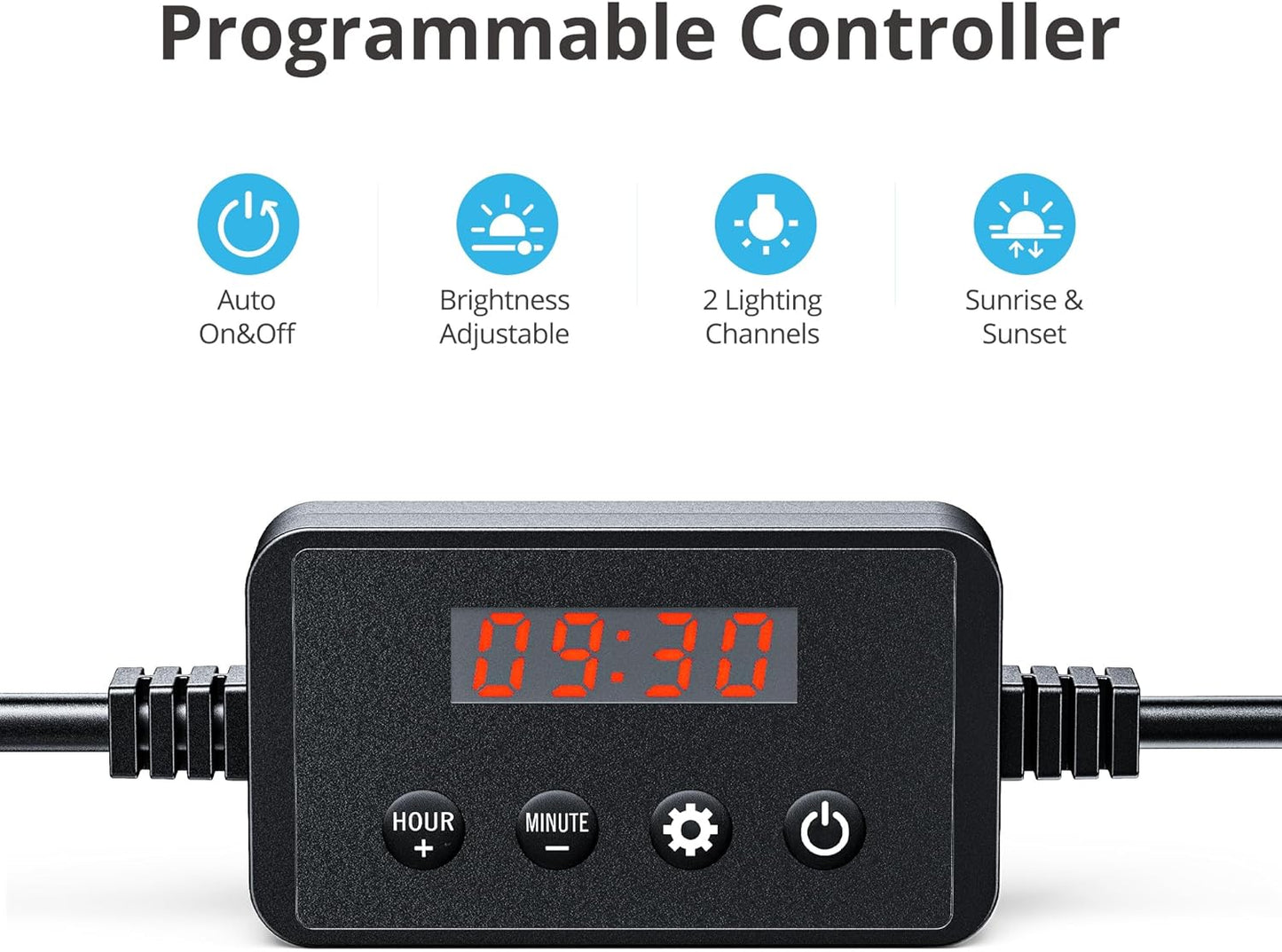 Classicled plus LED Aquarium Light with Timer, 32 Watts, for 48 to 54 Inch Fish Tank Light, Daylight and Moonlight Cycle