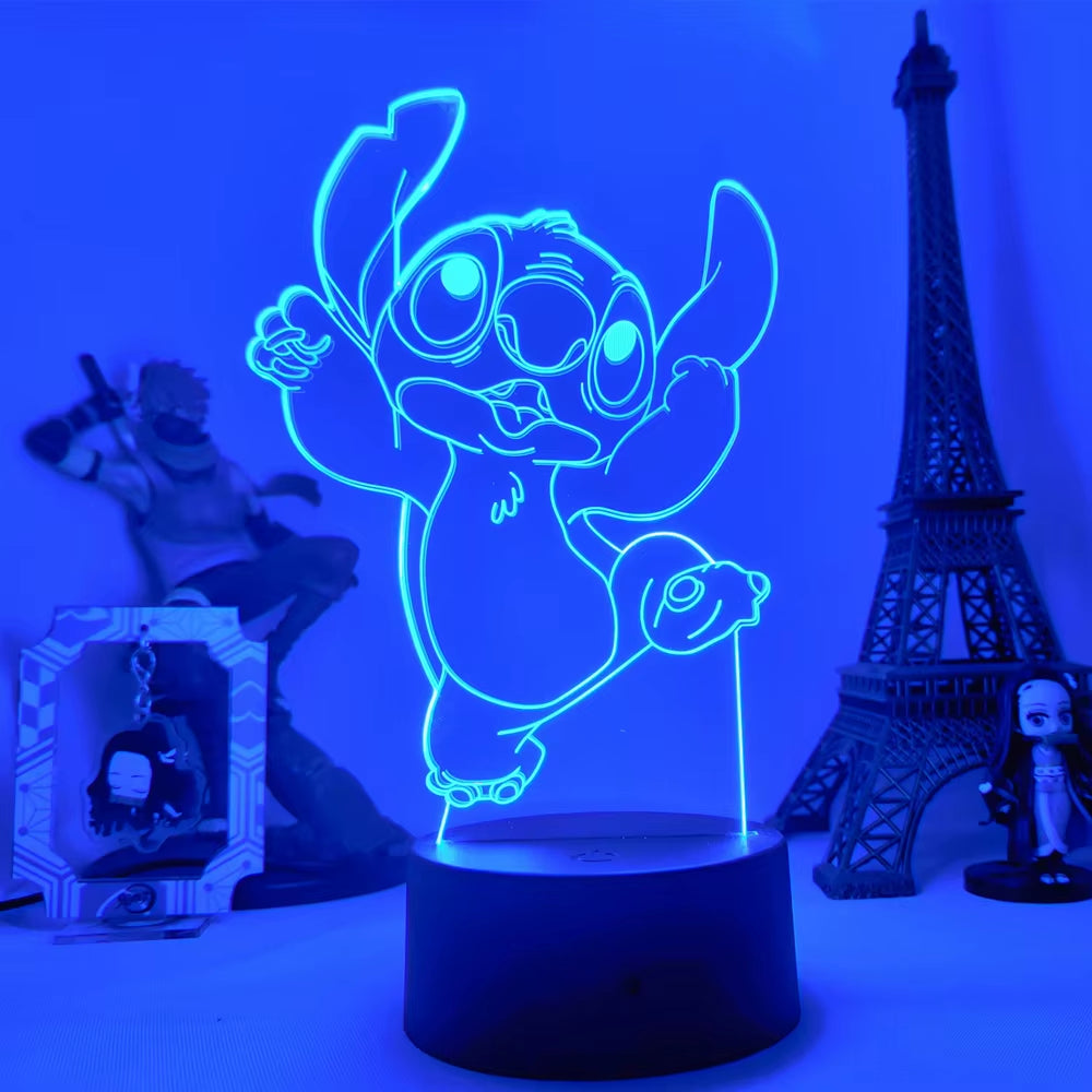 Lilo & Stitch Cartoon 7/16 Colors Creative 3D Lamp Anime Figure LED Night Lamp Touch Table Lamp Ornaments Kids Toys Gifts