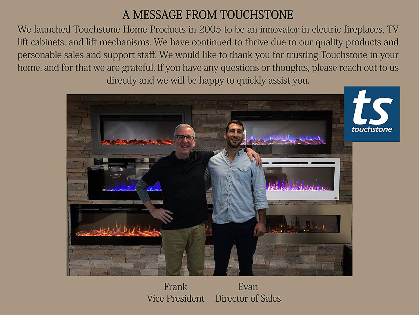 Touchstone Smart Electric Fireplace-The Sideline 36" Wide-In Wall Recessed - 30 Realistic Ember Color/Flame Options - 1,500W Heater W/Thermostat - Log & Crystal Hearth Options - Alexa/Wifi Enabled