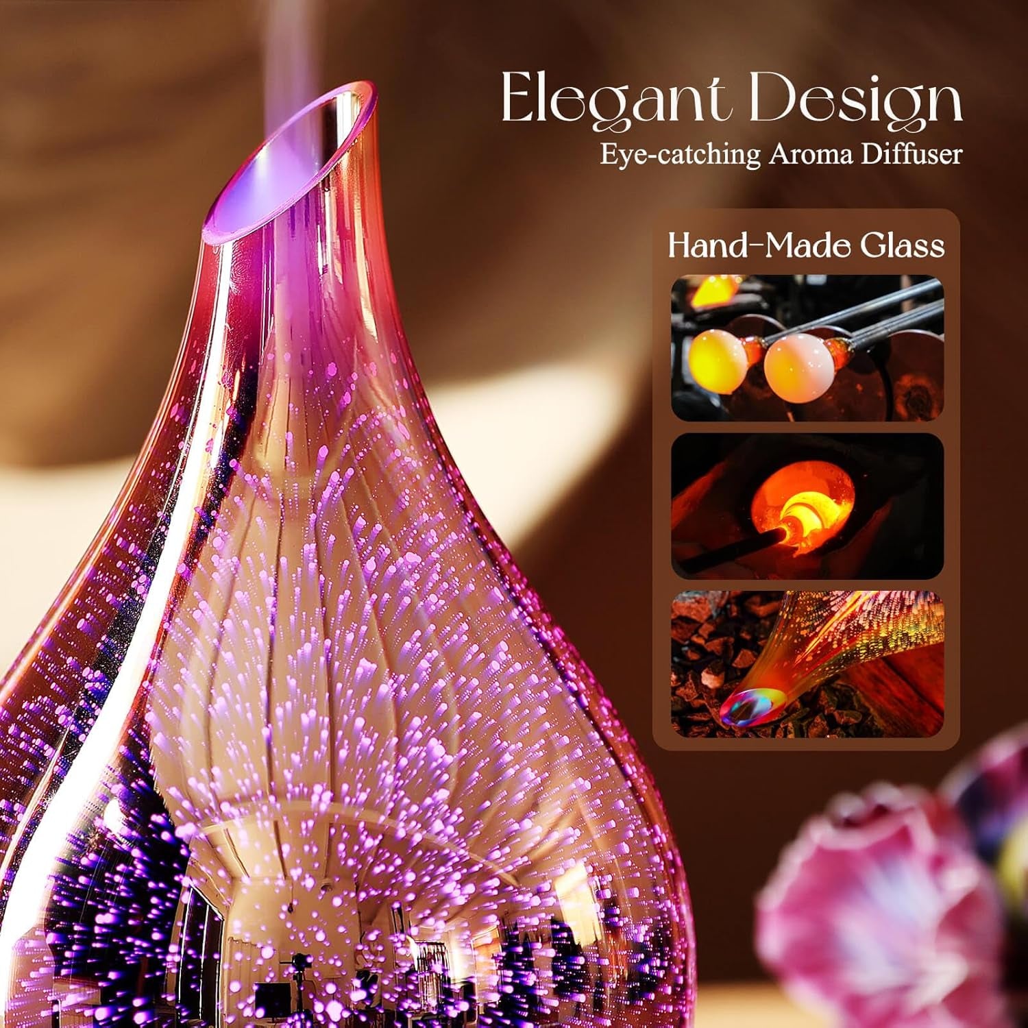 Porseme 280ML Essential Oil Diffuser, Aroma Ultrasonic Humidifier with Remote Control, BPA Free, Auto Shut-Off, Timer Setting