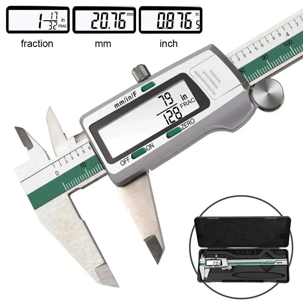 ET50 150Mm Stainless Steel Caliper Zero Setting 0.01Mm High Precision 6-Inch Digital Caliper Thickness Gauge Fraction/Mm/Inch