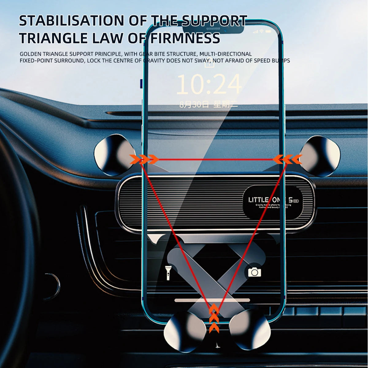 2024 New 360 Rotation Gravity Car Phone Holder Air Vent Clip Navigation Stand Telescopic Air Outlet Phone Support for 4.7-7 Inch