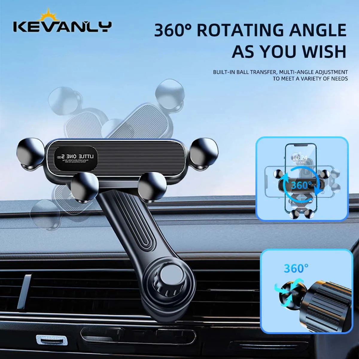 2024 New 360 Rotation Gravity Car Phone Holder Air Vent Clip Navigation Stand Telescopic Air Outlet Phone Support for 4.7-7 Inch