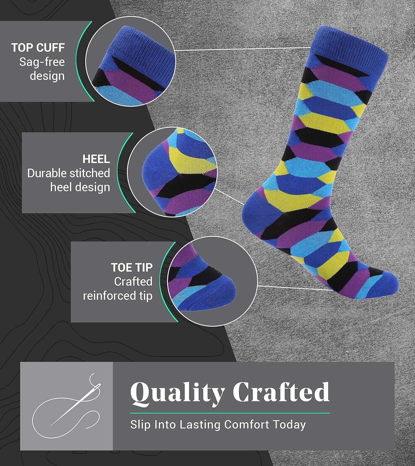 Marino Men'S Dress Socks - Colorful Funky Socks for Men - Cotton Fashion Patterned Socks - 12 Pack