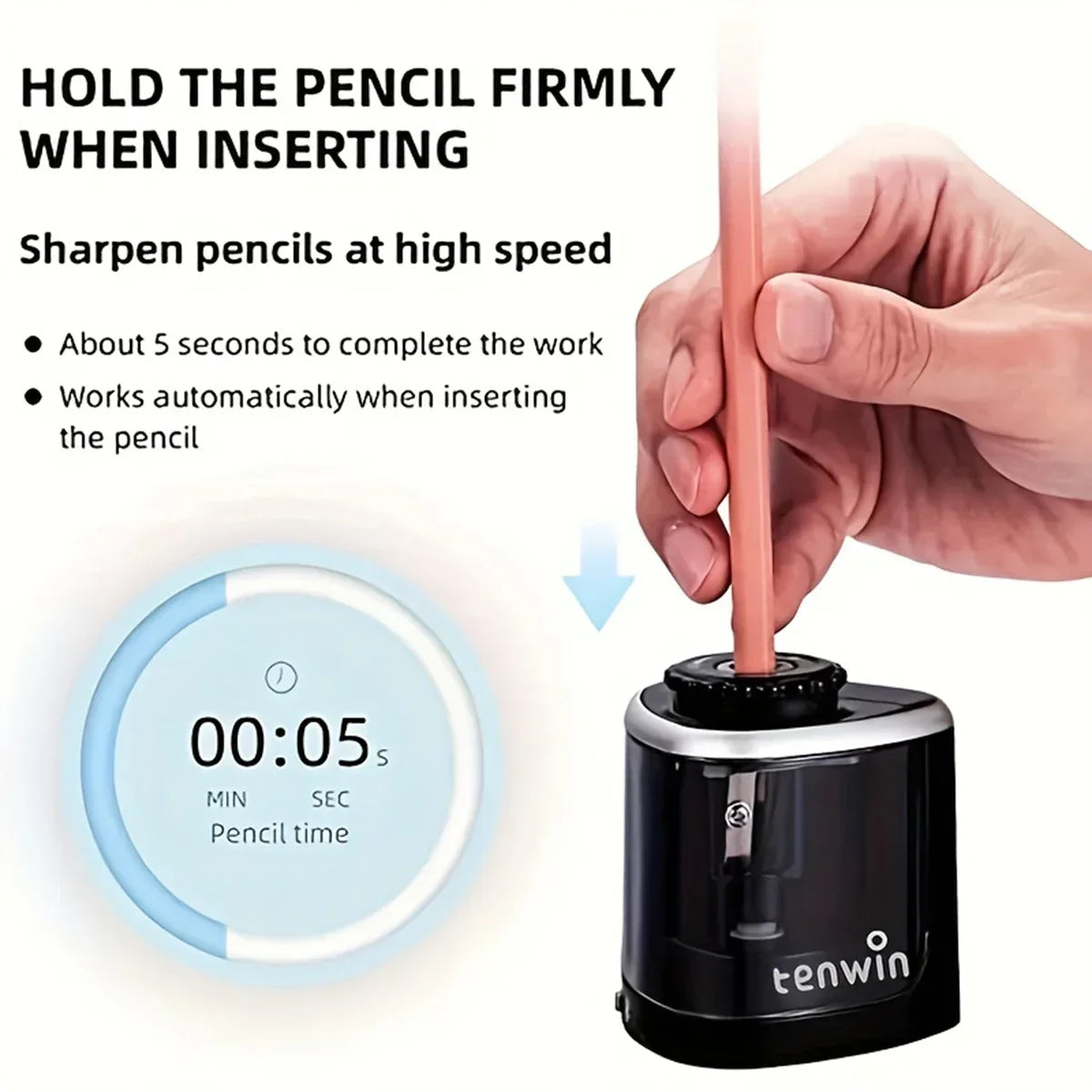 Electric Sharpener Desktop Automatic Pencil Sharpener Suitable to Pencils (6-8Mm) for Students School Office Stationery