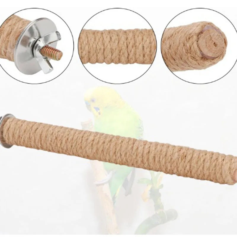 Parrot Pet Standing Stick Wood Hanging Stand Rack Toy Sticksstand Branch Perches for Bird Cage Bar Paw Grinding Clean Toys