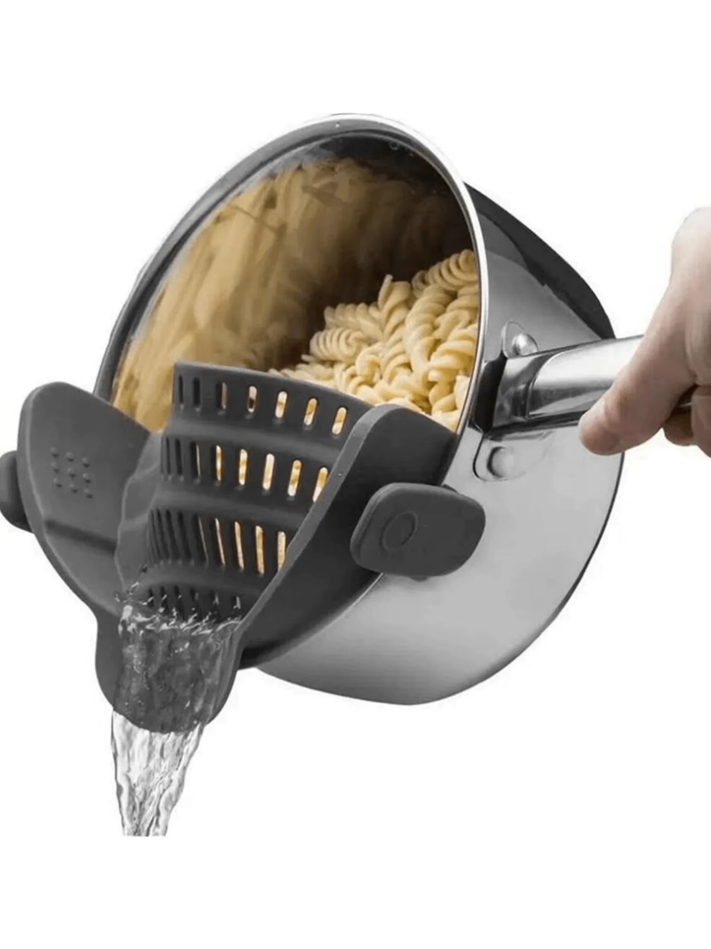 1Pc Adjustable Silicone Clip-On Strainer for Pots, Pans, and Bowls - Handheld Drainer for Noodles, Pasta