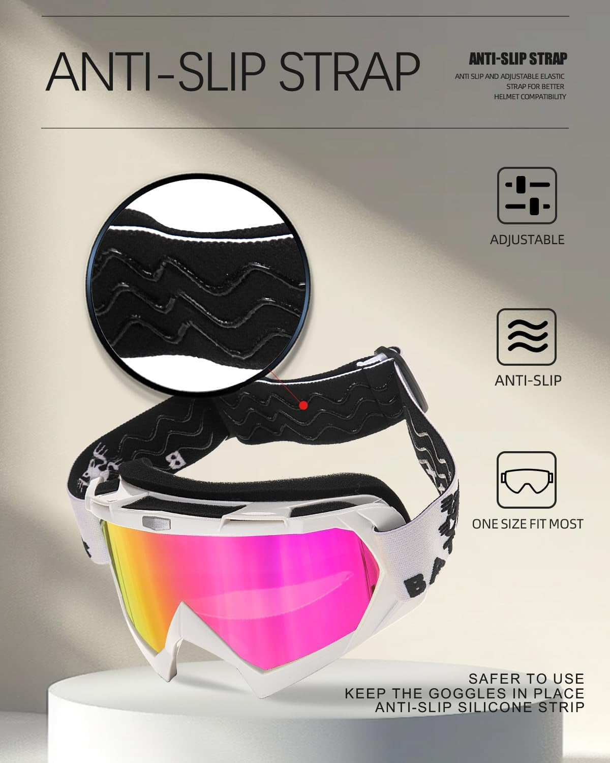 BATFOX Dirt Bike ATV Goggles Motorcycle Gear Riding Motocross Dirtbike 4-Wheeler MX DH Accessories Goggles Glasses for Men Women Youth UV400 Protection Dust-Proof Anti-Slip Strap