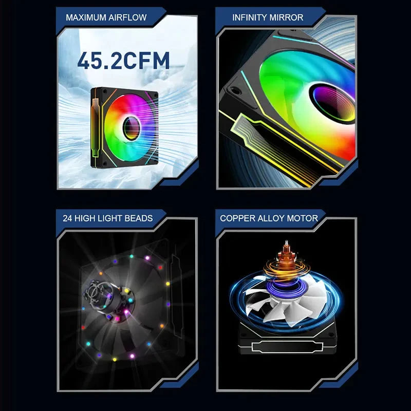 UF-1 PRISM 4 PRO Computer Chassis Fan 12Cm ARGB 4 Pin PWM Quiet Cooling Fan 12V Large Air Volume 45.2CFM/600-1500RPM