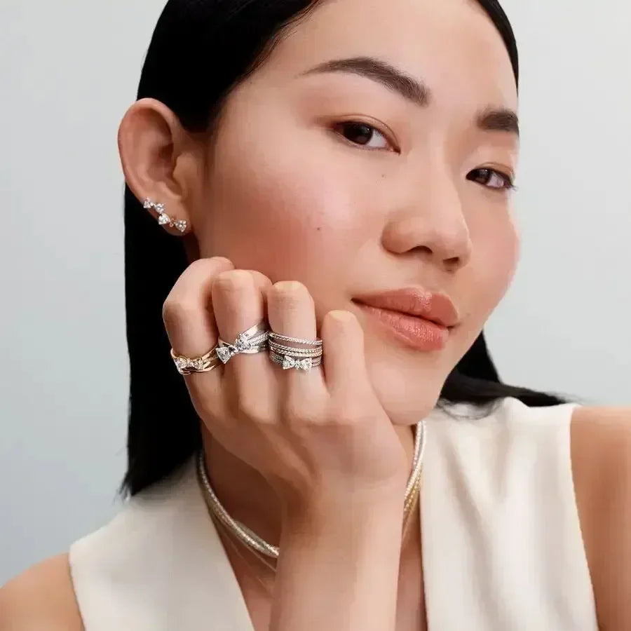 Vintage Moissanite Rings 925 Sterling Silver 6 Claws Cubic Zirconia Heart Crown Rings for Women Anniversary Fine Jewelry Gifts