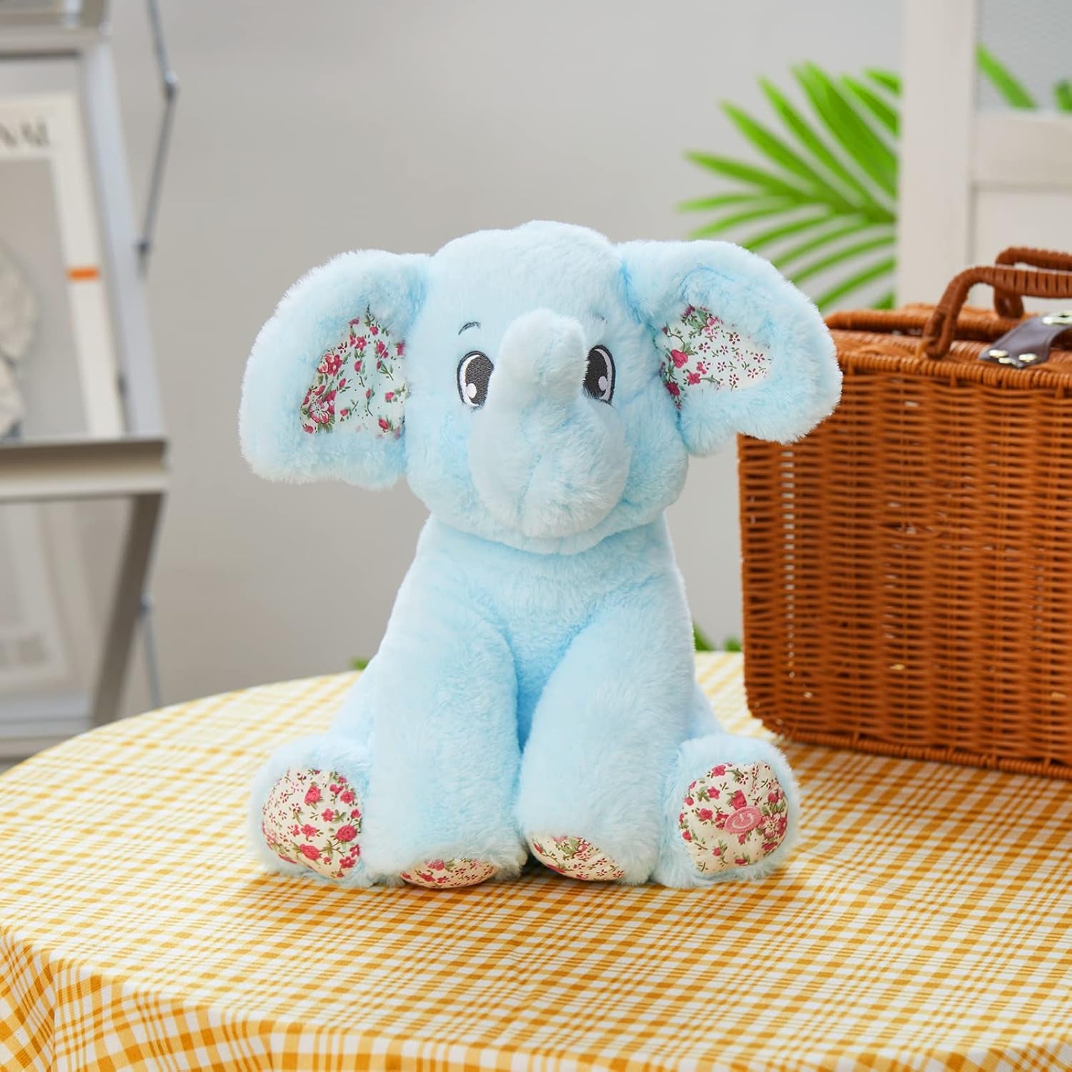 BSTAOFY Light up Elephant Soft Plush Toy Cozy Floppy LED Stuffed Animals Lullabies Nightlight Bedtime for Kids Birthday Valentines for Toddlers 12‘’