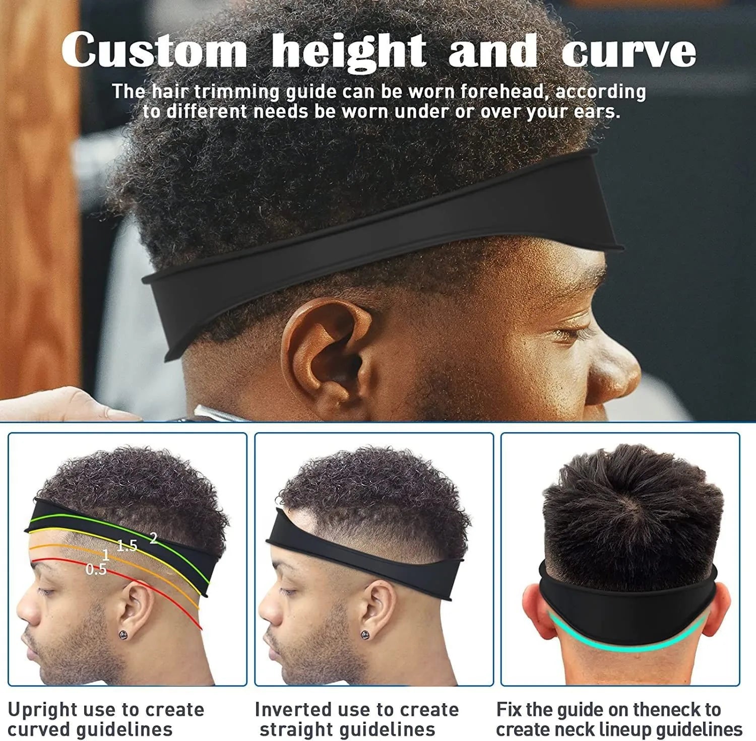 DIY Home Haircuts Curved Headband Silicone Neckline Shaving Template and Hair Cutting Guide Hair Styling Tool