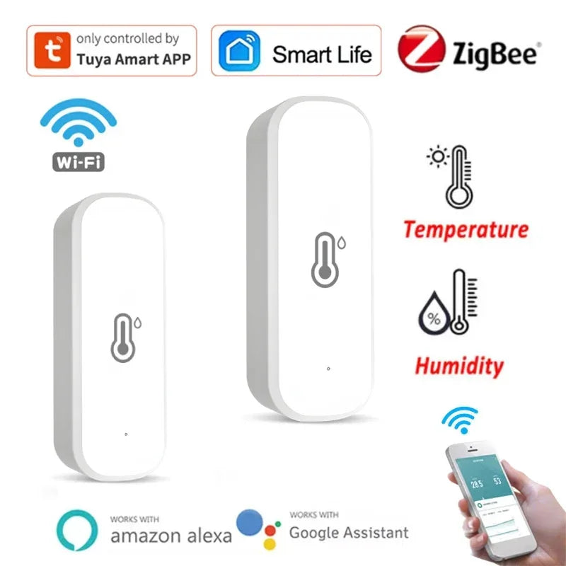 Tuya Zigbee Temperature Humidity Sensor Battery Powered APP Remote Monitor Voice Control Works with Alexa Google Home Smart Life