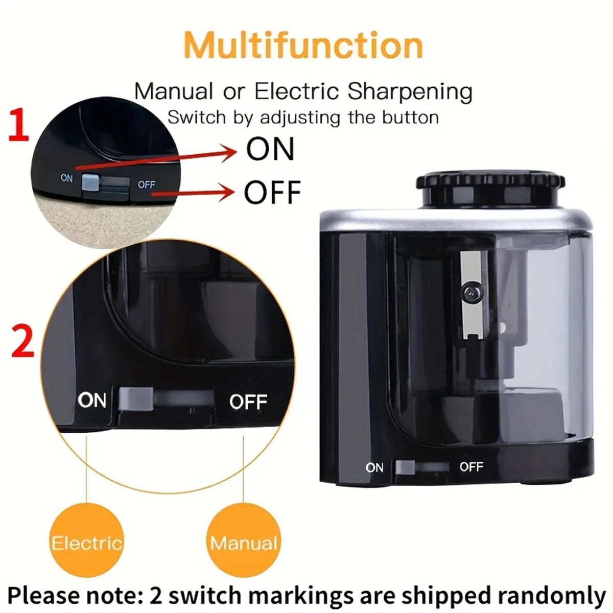 Electric Sharpener Desktop Automatic Pencil Sharpener Suitable to Pencils (6-8Mm) for Students School Office Stationery