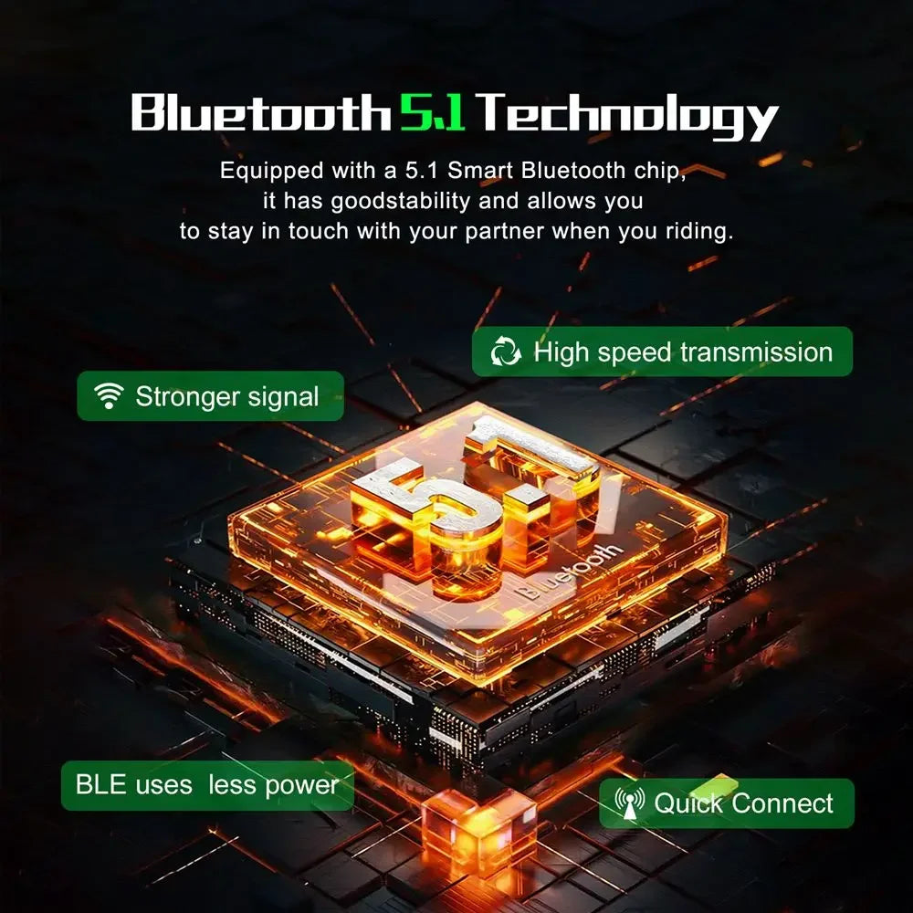 V6 PRO+ Bluetooth Motorcycle Helmet Intercom Headset with 1200M BT Interphone Communicator for 6 Riders Waterproof