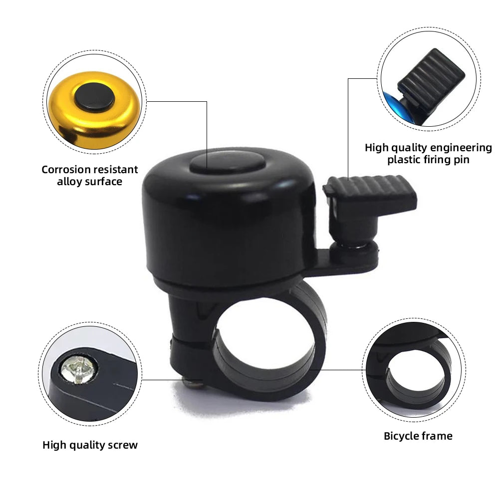 Universal Bike Bell Aluminum Alloy Mountain Road Bike Horn Alarm for Safety Cycling Bicycle Handlebar Bell Accessory Easy to Use