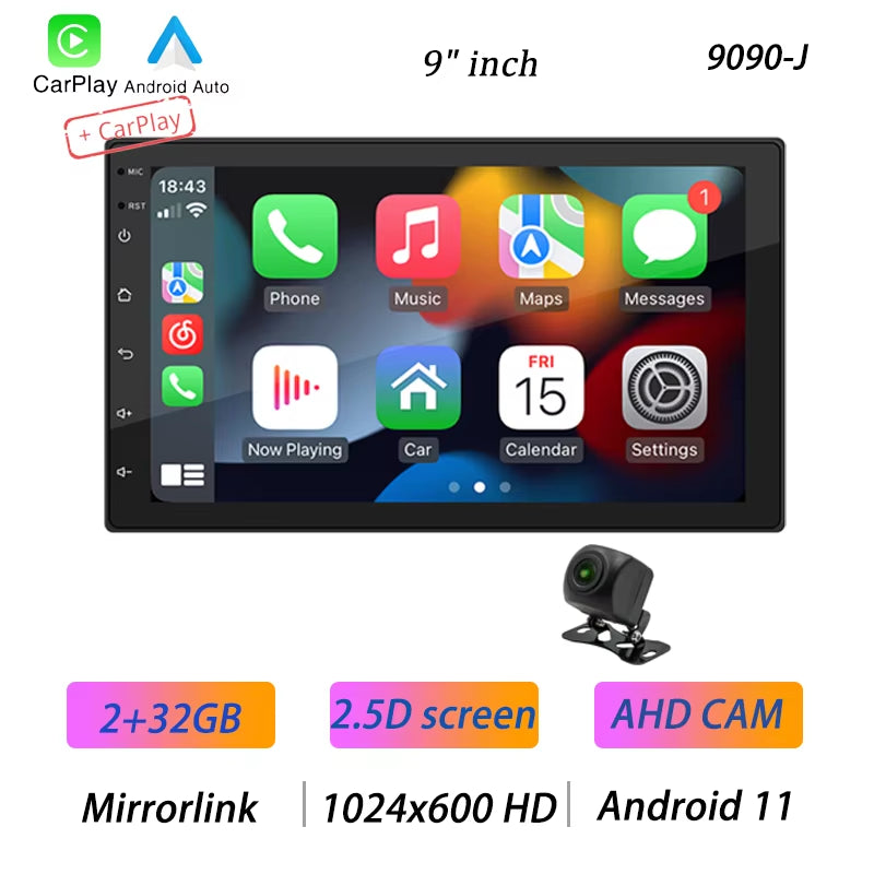 4Core 2 Din Car Radio Androidauto Carplay Android 13 GPS Car Audio 7"/9"/10" WIFI BT IPS Automotive Multimedia Player