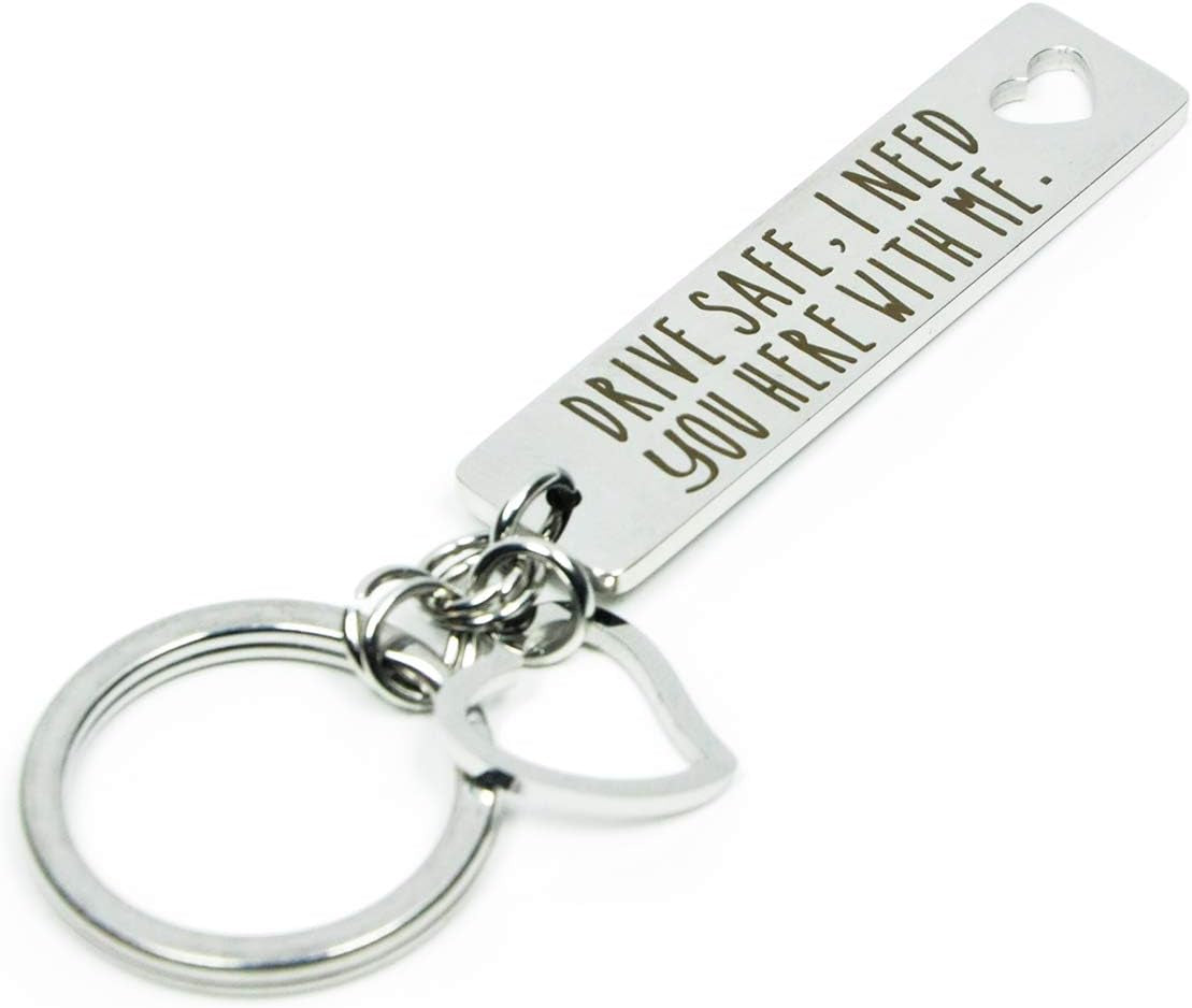 Elechobby Drive Safe Keychain I Need You Here with Me Gifts for Husband Dad Boyfriend