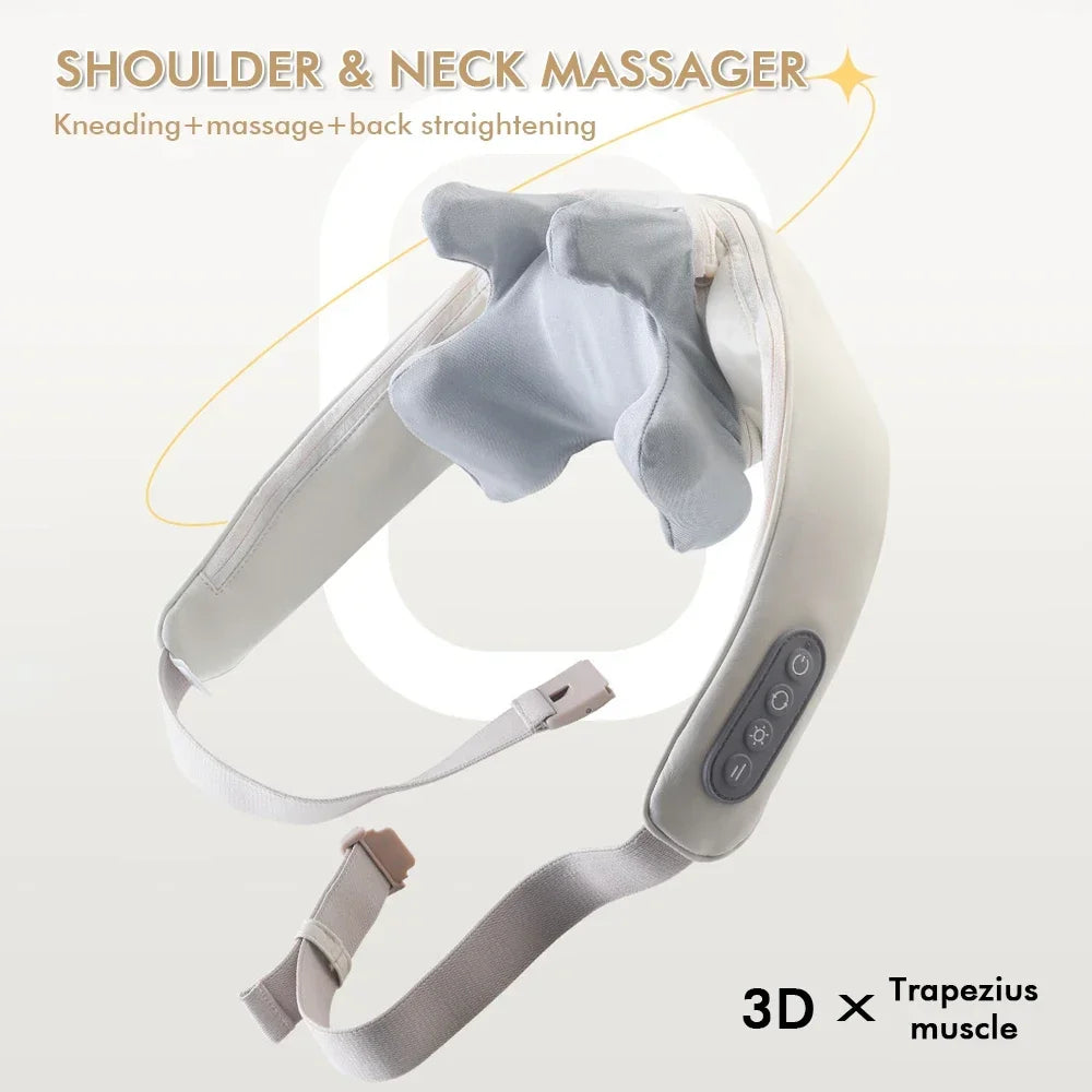 Wireless Neck and Back Massager Shoulder Kneading Massage Shawl Cervical Relaxing Trapezius Massager