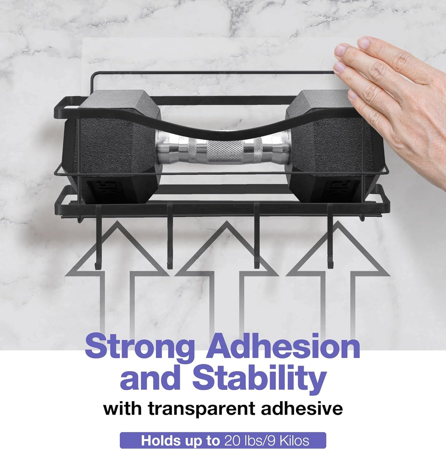 KINCMAX Premium Shower Caddy - Adhesive Bathroom Shower Organizer and Storage W/ 4 Hooks, No Drill Shower Shelves for inside Shower, Rustproof Stainless Steel Shower Rack, Accessories Holder, Black