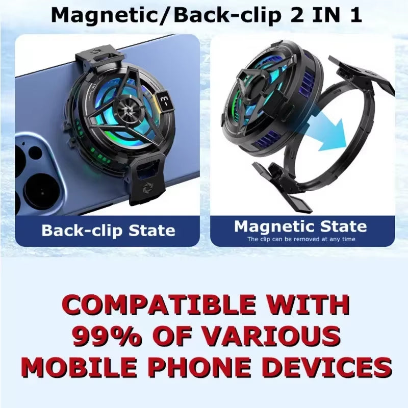 SL17 Magnetic Phones Cooler Back-Clip 2 in 1 Game Cooler Semiconductor Fast Phone Cooling Fan for IOS Android Phone