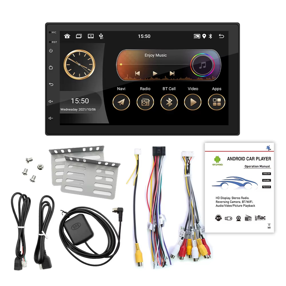 4Core 2 Din Car Radio Androidauto Carplay Android 13 GPS Car Audio 7"/9"/10" WIFI BT IPS Automotive Multimedia Player