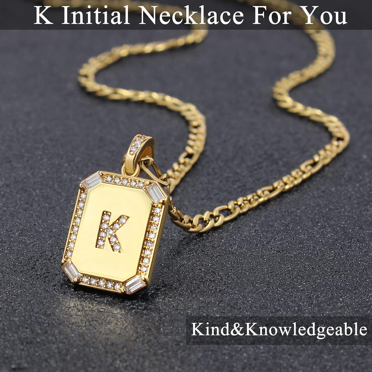 Btysun Gold Initial Necklaces for Women,Letter Necklace for Women Girls,Rectangle Necklace with Letters Monogram 18K Gold Plated Alhpabets 26 Pendant Womens Necklace Christmas Jewelry