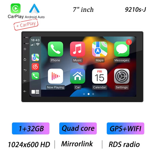 4Core 2 Din Car Radio Androidauto Carplay Android 13 GPS Car Audio 7"/9"/10" WIFI BT IPS Automotive Multimedia Player