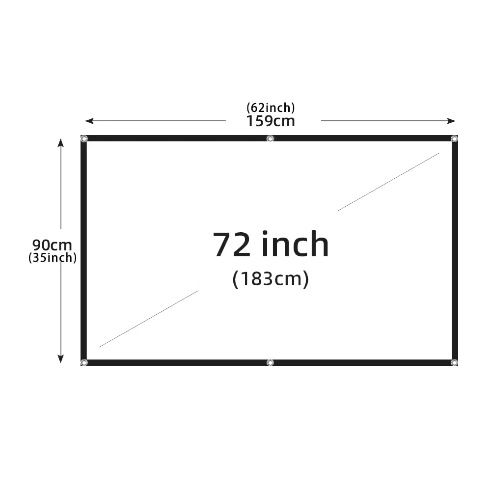 60-200 Inch Portable Foldable Projector Screen High Density White Less Creases Soft Projection Screen 16:9 Indoor Outdoor