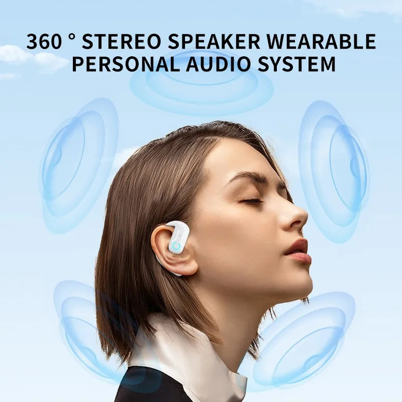 Bluetooth 5.4 Open Wireless Earphone 180° Rotation Adjustable Left Right Ear Universal Headset with Mic for Sport Business Music