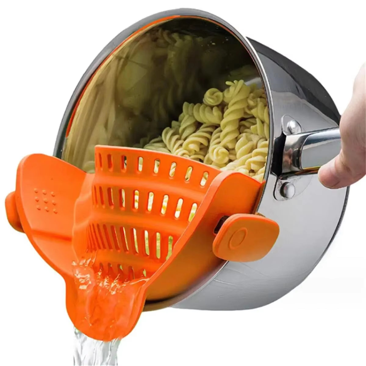1Pc Adjustable Silicone Clip-On Strainer for Pots, Pans, and Bowls - Handheld Drainer for Noodles, Pasta