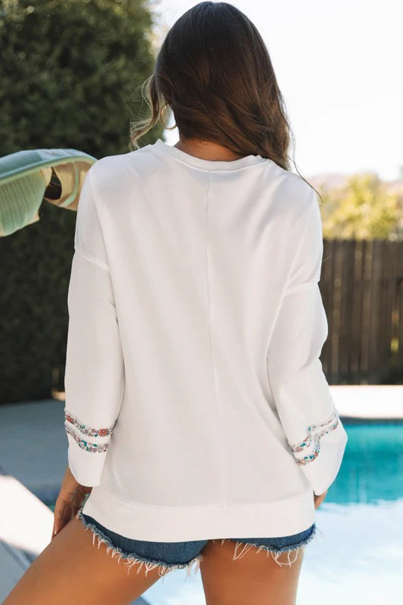 Drop Shoulder Wide Sleeve Casual Sweatshirts Top