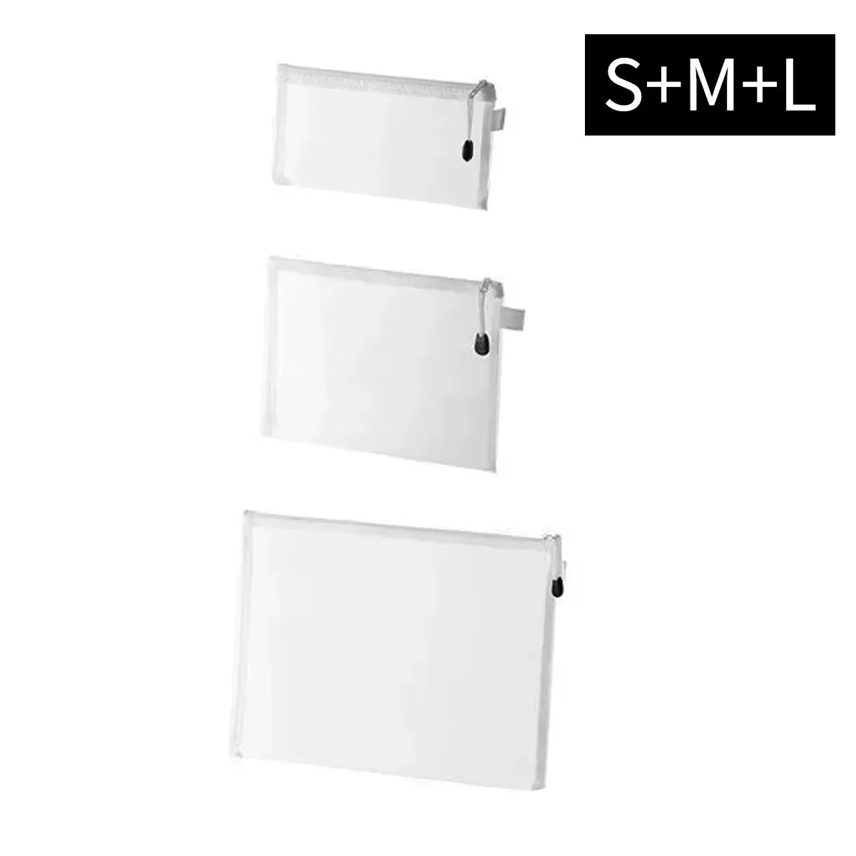 3Pcs Mesh Zipper Pouch A4A5A6 Student Waterproof Zip File Bag Makeup Bag School Office Supplies Miscellaneous Storage Organizer