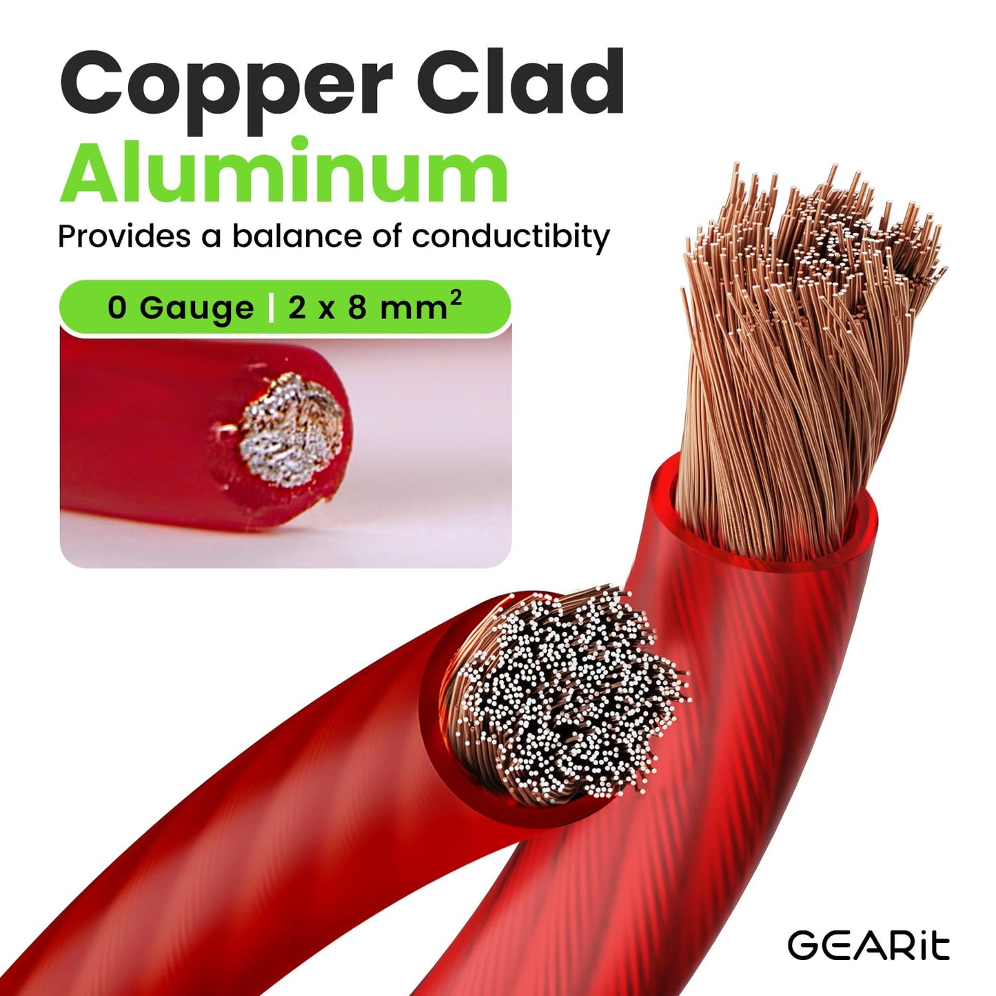 Gearit 1/0 Gauge Wire (25Ft - Red Translucent) Copper Clad Aluminum CCA - Primary Automotive Wire Power/Ground, Battery Cable, Car Audio Speaker, RV Trailer, Amp, Electrical 0Ga AWG 25 Feet